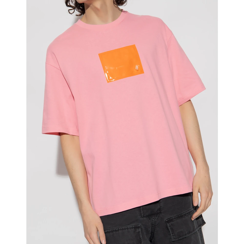 Acne Studios Bubblegum Pink Logo T-Shirt Pink Dames