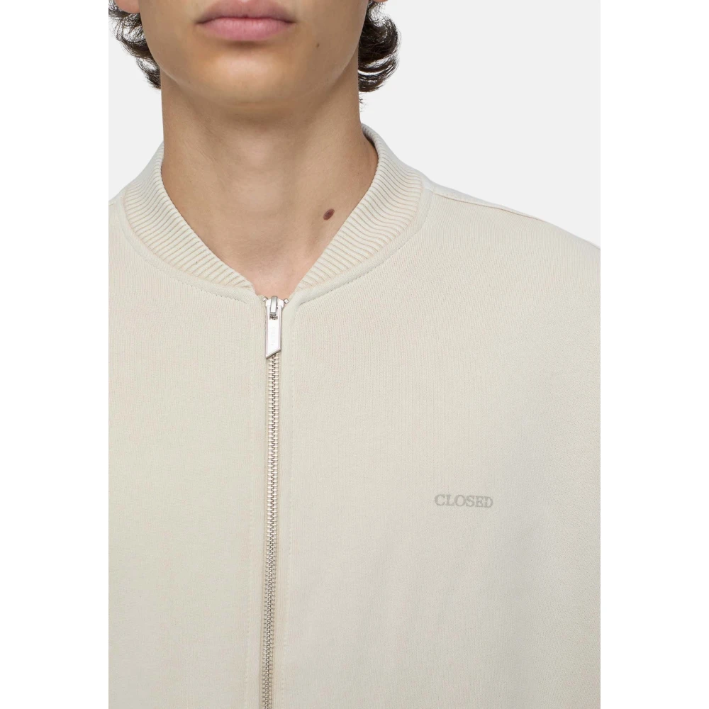 closed Bomberjack van katoenen jersey met logo Beige Heren