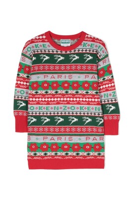 fair-isle-knit-round-neck-dress