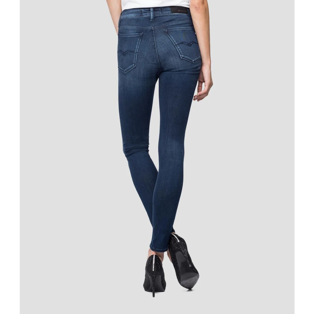 Replay Donker Indigo Skinny Jeans met Pijlen op de Benen Blue Dames