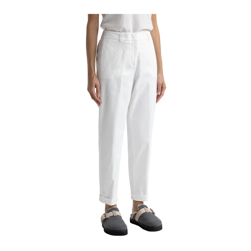 PESERICO Perzikkleurige gabardine wortelbroek White Dames