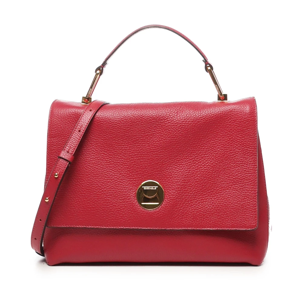 Coccinelle Rode Leren Schoudertas met Draaisluiting Red Dames