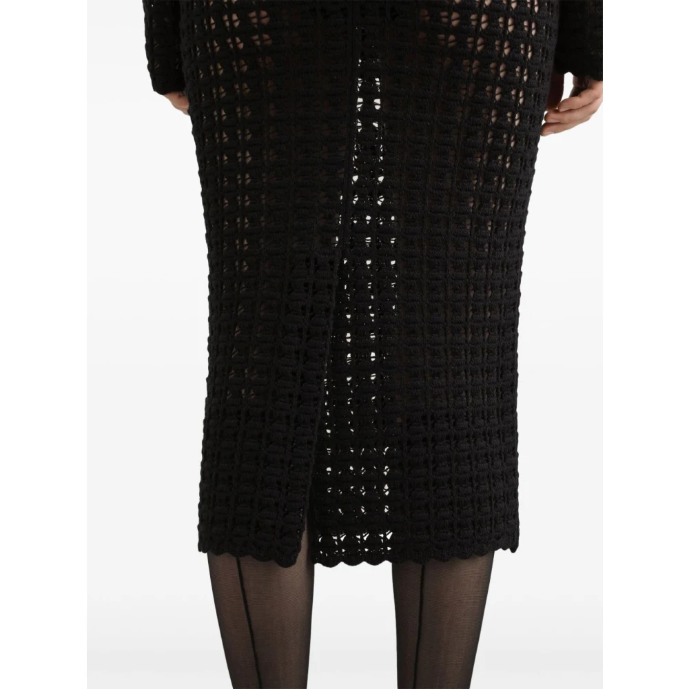 Dolce & Gabbana Zwarte Gebreide Hoge Taille Rok Black Dames