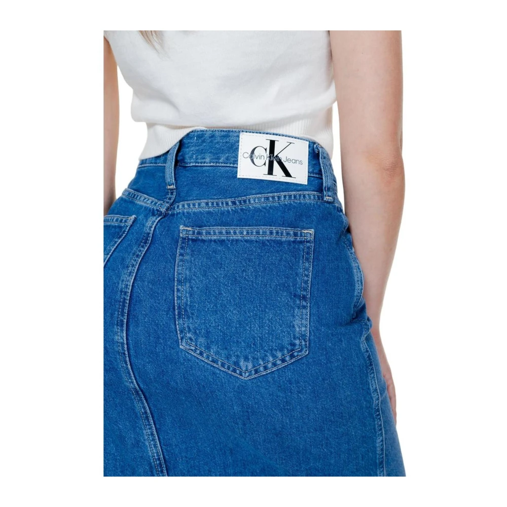 Calvin Klein Jeans Lange Katoenmix Rok Blue Dames
