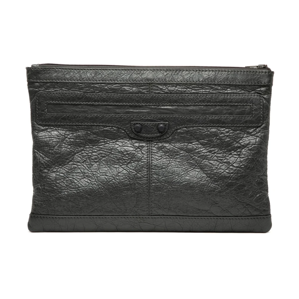 Balenciaga Vintage Women's Black Pre-Owned Vintage Leather Envelope Clutch