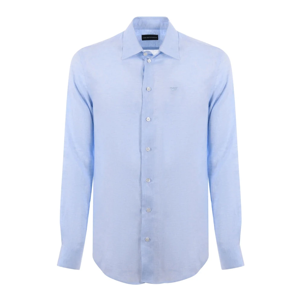 Emporio Armani Heldere Blauwe Stijlvolle Overhemden Blue Heren
