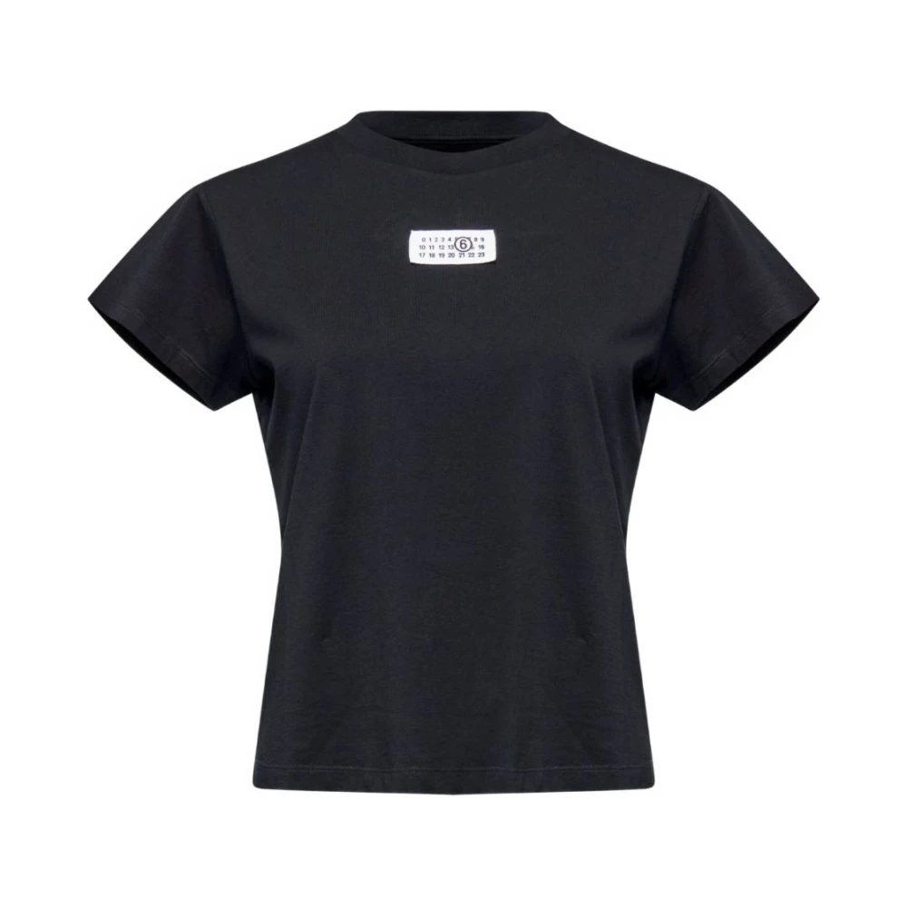 Mm6 Maison Margiela Black T-Shirts, Female, M, Cotton Short-Sleeved T-Shirt
