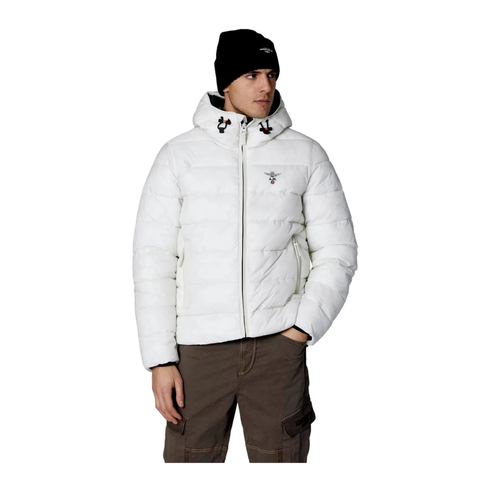 aeronautica militare Gewatteerde capuchonjas wit ripstop White Heren