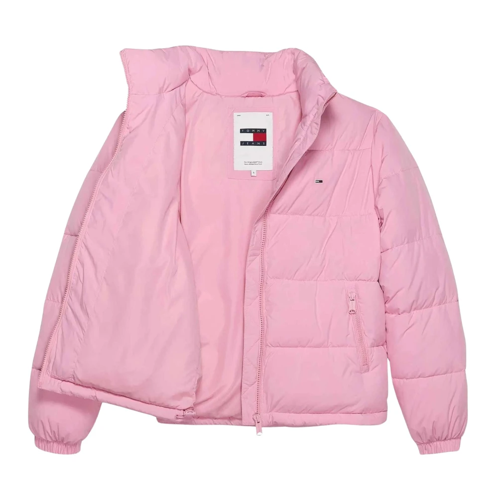 Tommy Hilfiger Roze Pufferjas Essentiële Stijl Pink Dames