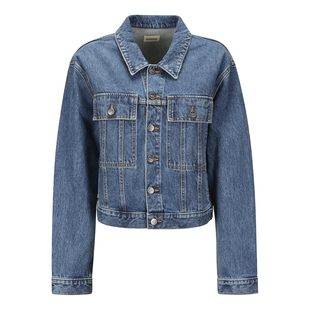 Khaite Denim korte pasvorm jas met klepzakken Blue Dames