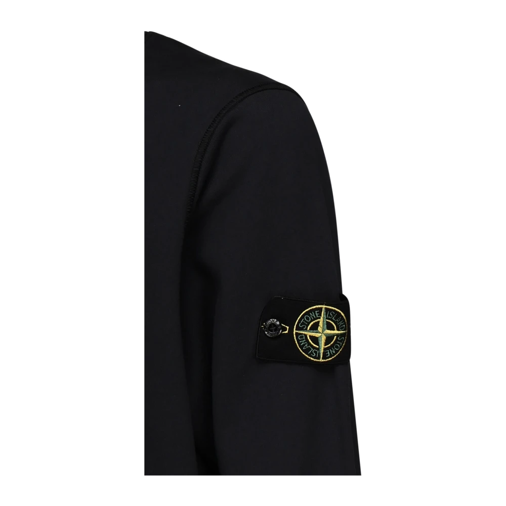 Stone Island Zwarte Crew Neck Logo Sweatshirt Black Heren