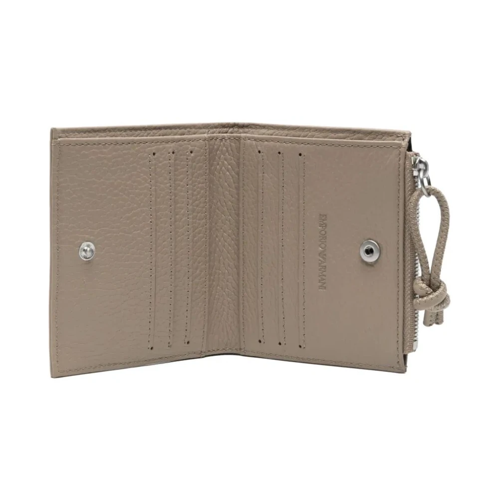 Emporio Armani Smalle Leren Kaarthouder Gray Heren