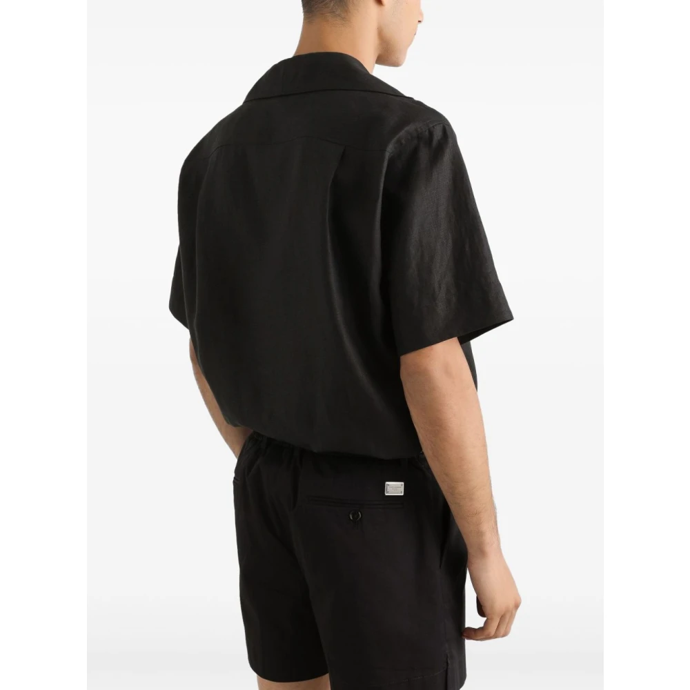 Dolce & Gabbana Zwarte overhemden met open kraagzak Black Heren