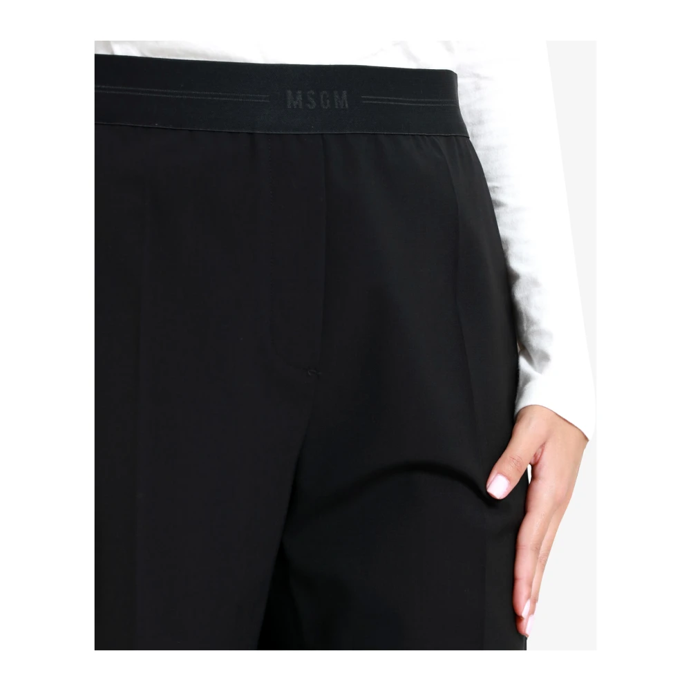Msgm Zwarte wollen broek met zijzakken Black Dames