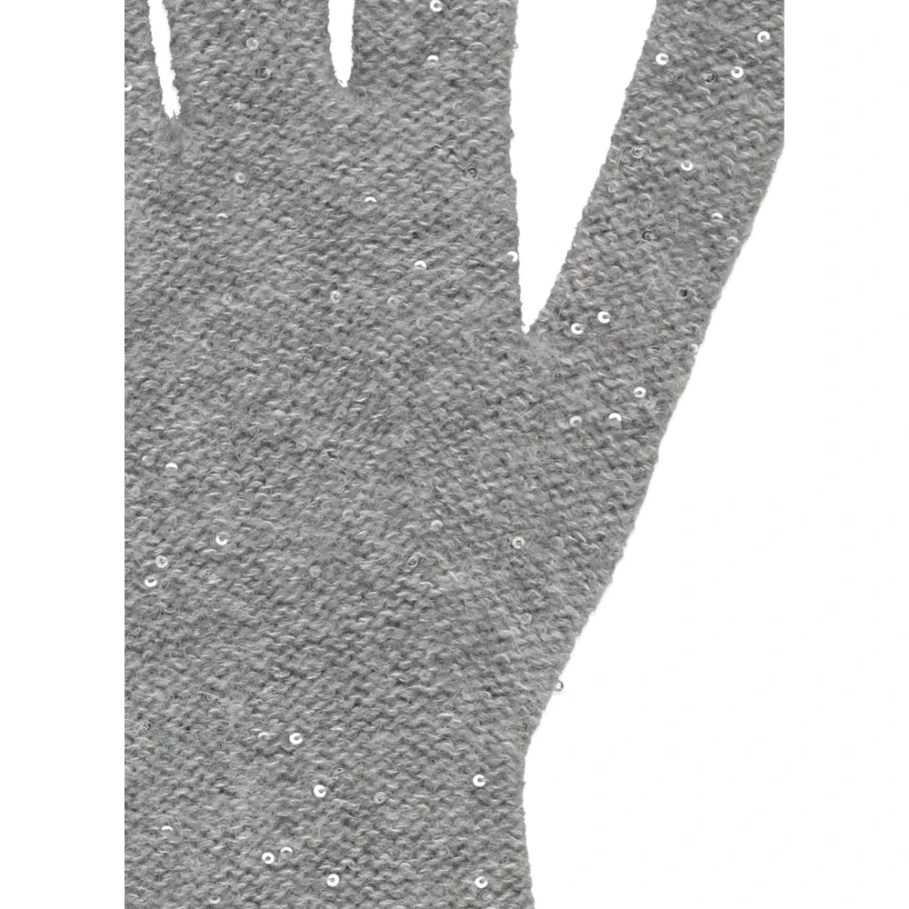 Fabiana Filippi Grijze Wolmix Handschoenen met Pailletten Gray Dames