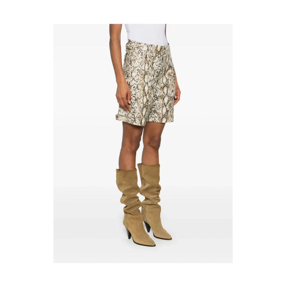 Isabel marant Beige Snake Print Taille Shorts Multicolor Dames