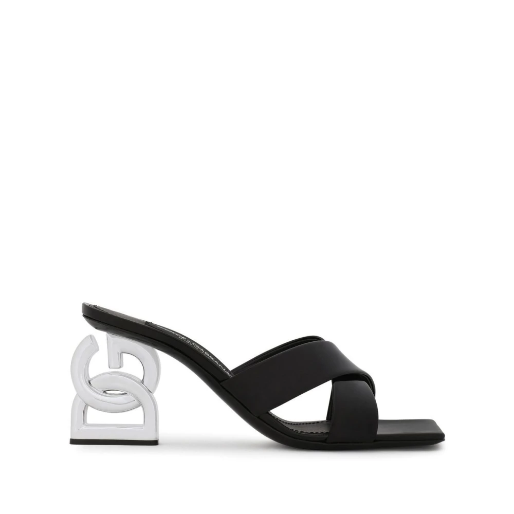 Dolce & Gabbana Women's Black Sandals Ciabatta - Heeled Mules - 3 Uk - Shoes