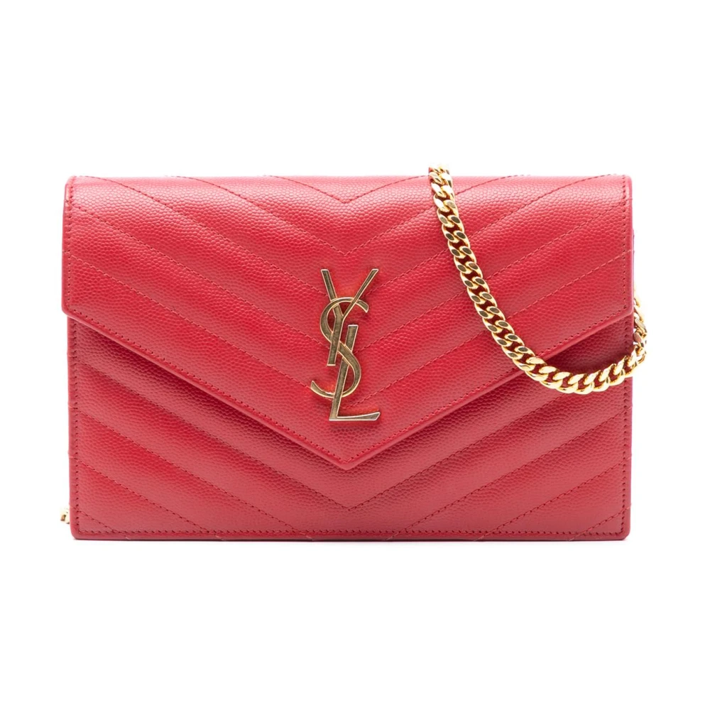 Saint Laurent Vintage Women's Red Pre-Owned Chain Wallet