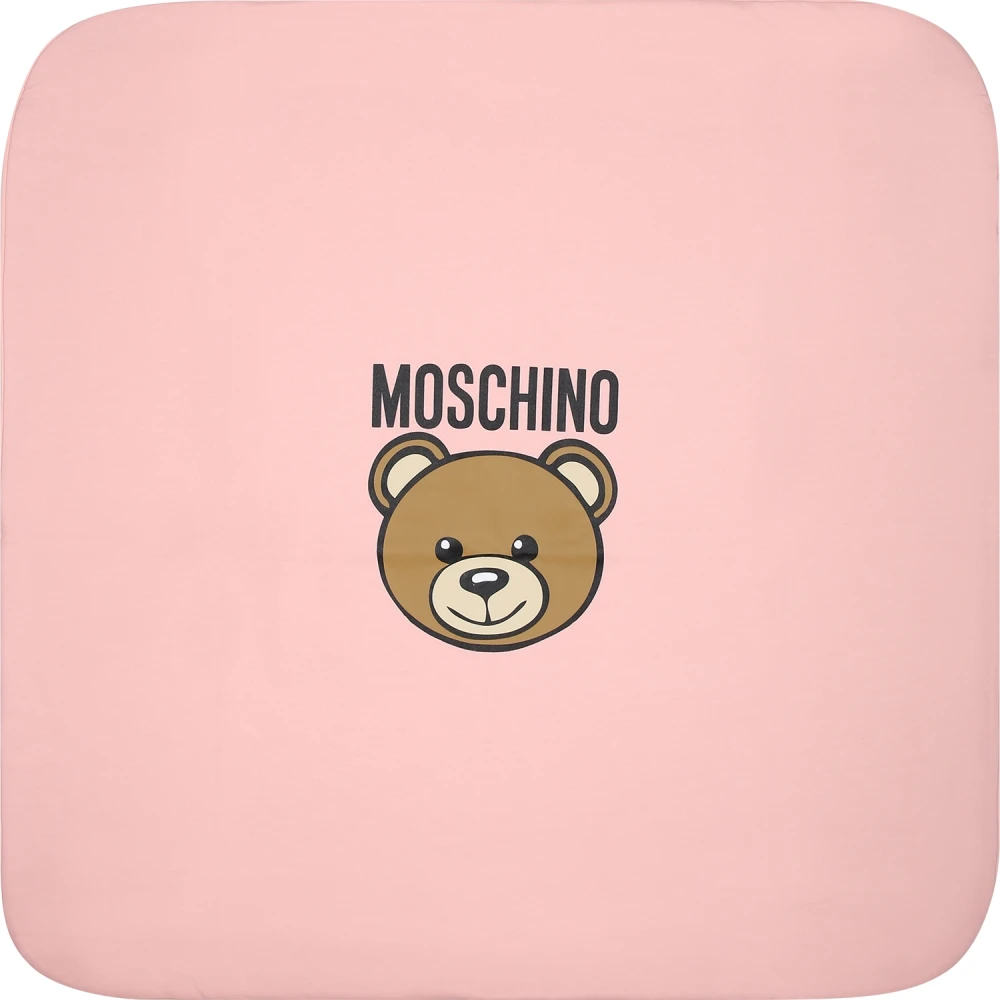 Moschino Roze Katoenen Teddybeer Logo Deken Pink Unisex