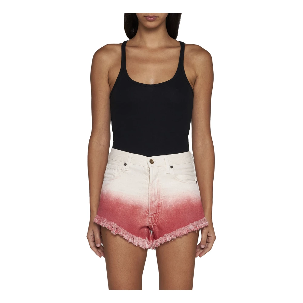 Alanui Helderrode Denim Shorts Ruwe Denim Multicolor Dames
