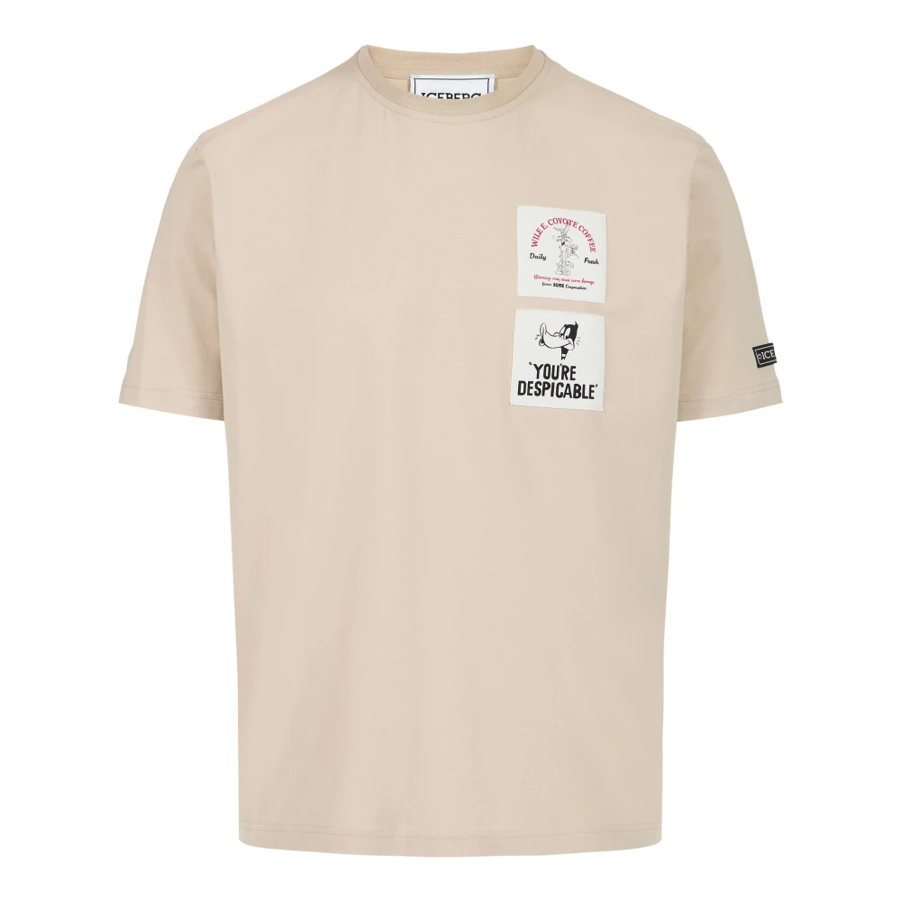 Iceberg Men's Beige T-Shirts, M, Slim Fit Cotton Jersey T-Shirt