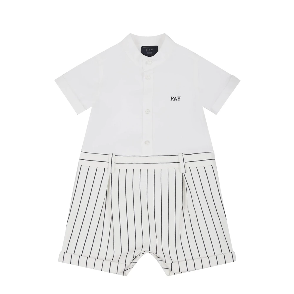 Fay Boys White Cotton Romper - Jumpsuits - 6 M - Kids