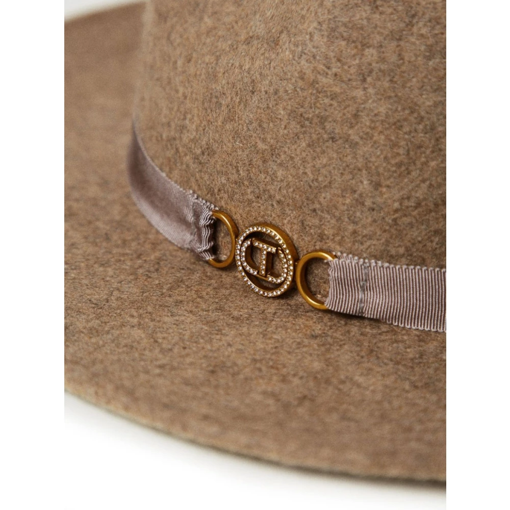 Twinset Beige Wol Brede Rand Hoeden Beige Dames