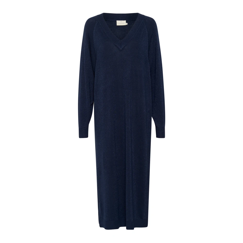 Kaffe Midnight Marine Gebreide Jurk met Splitten Blue Dames