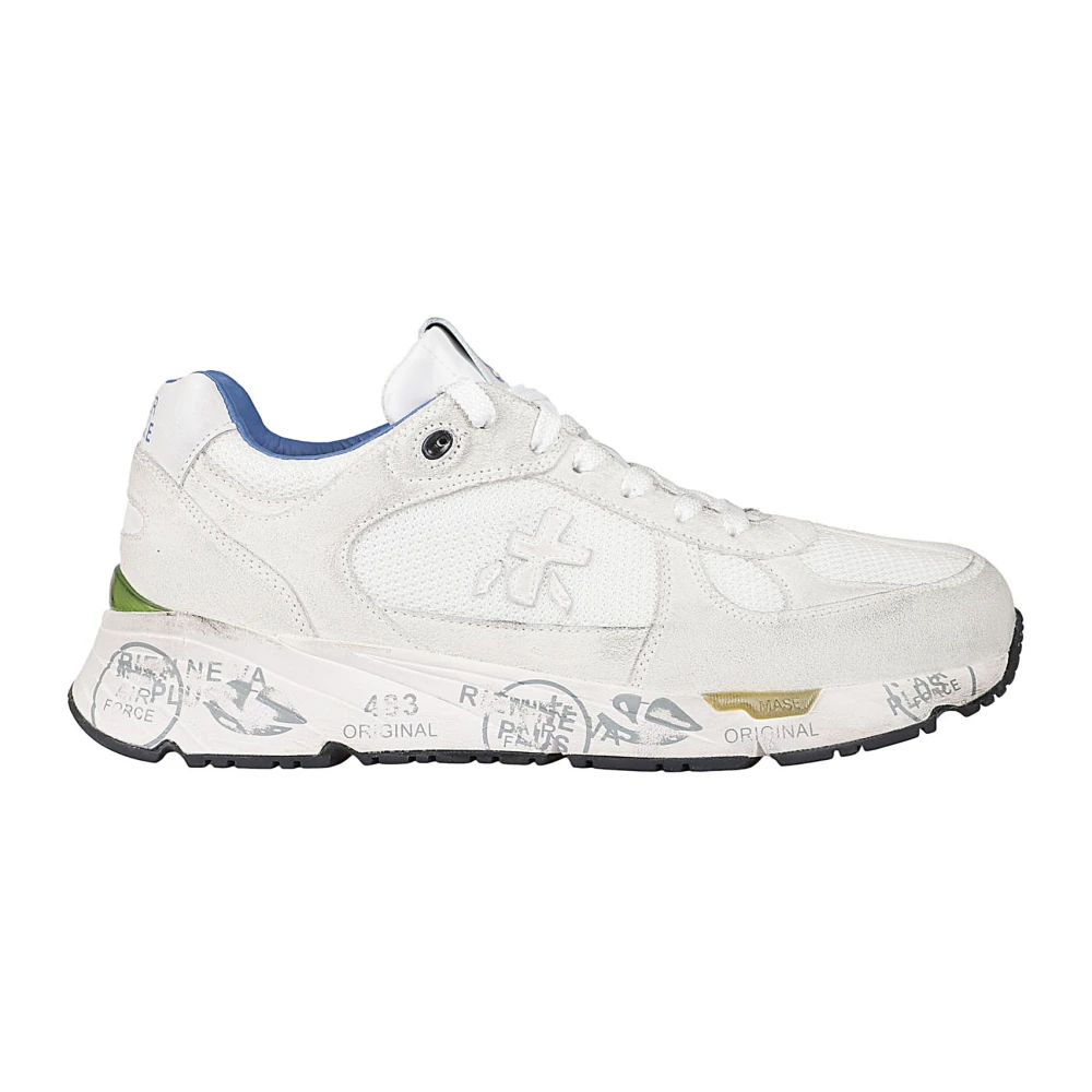 Premiata Grå Mocka och Tekniskt Tyg Sneakers White, Herr