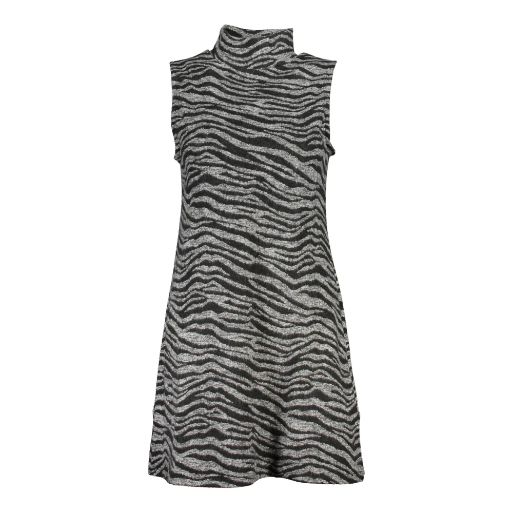 Desigual Chic Sleeveless Black Dress with High Neckline Black Dames
