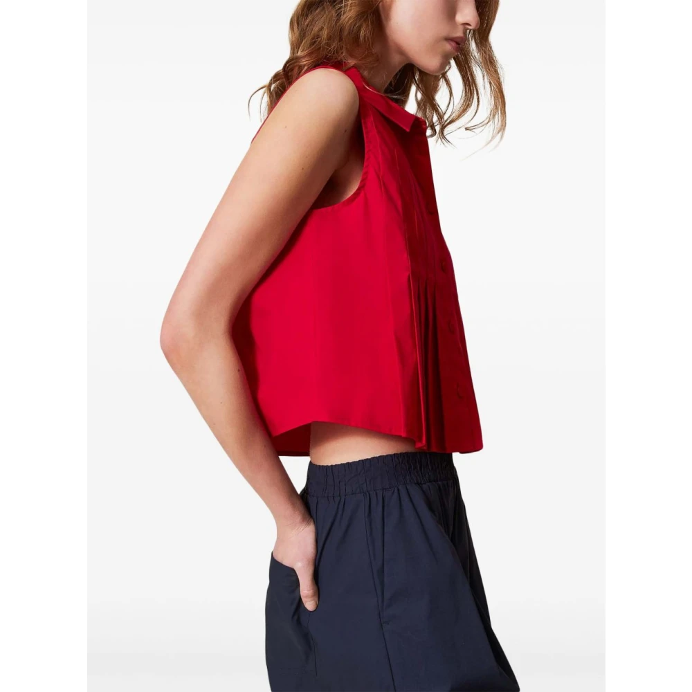 Twinset Rode Mouwloze Klassieke Kraag Shirt Red Dames