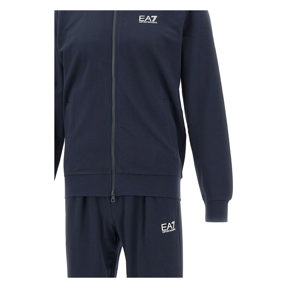 Emporio Armani EA7 Blauw Katoenen Trainingspak Set Blue Heren