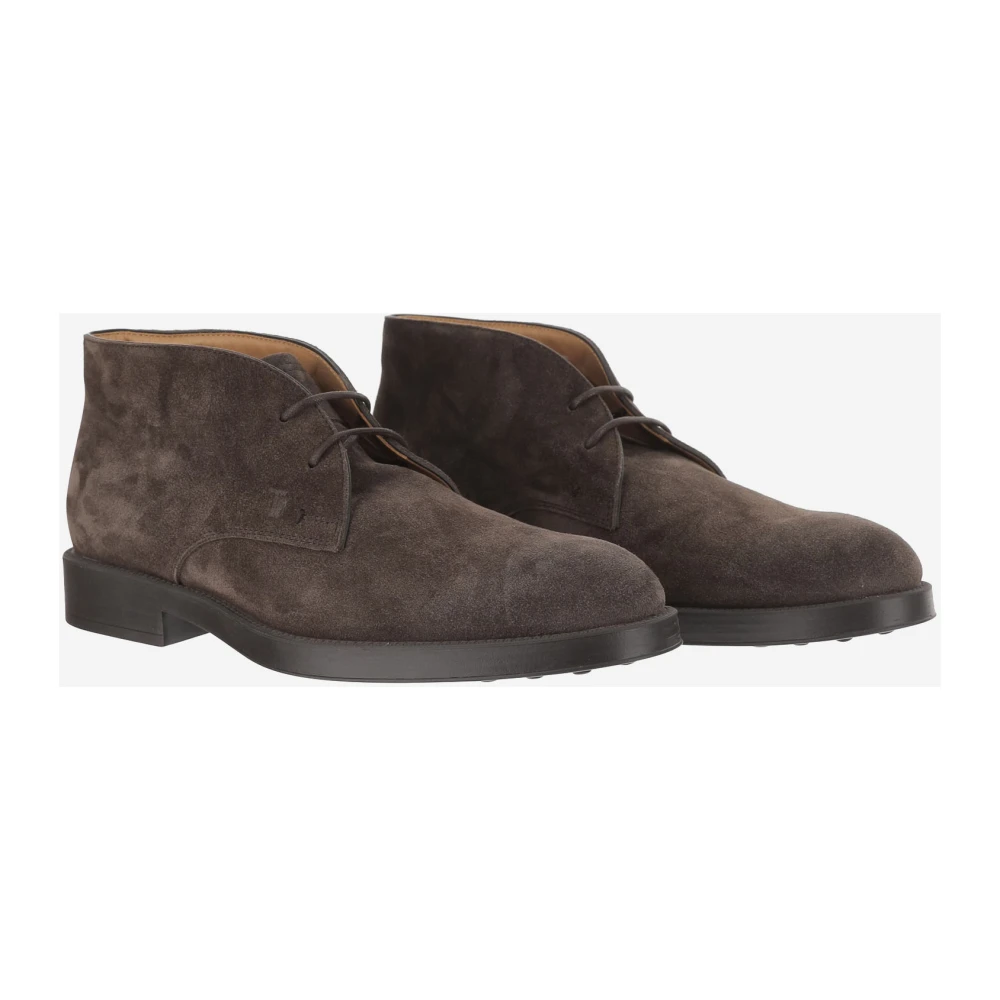 Tod's Donkerbruine Suède Veterschoenen