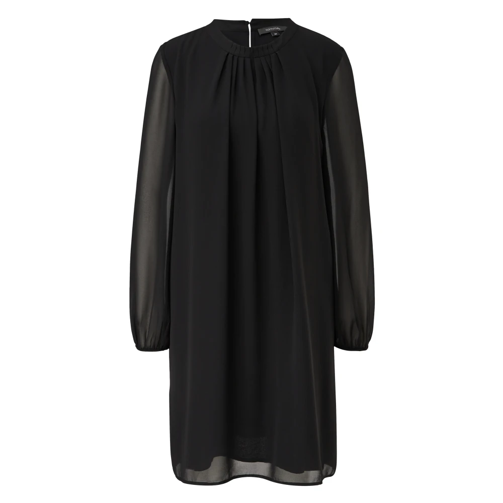 Comma Chiffonjurk met Plooien Black Dames