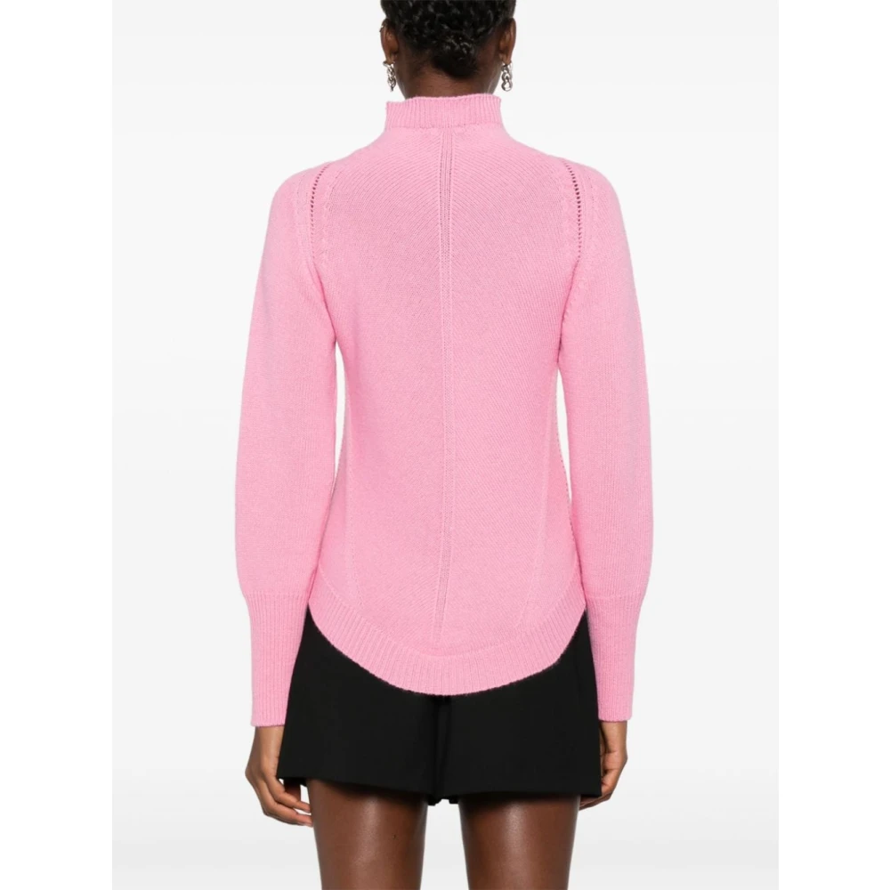 pinko Zachte Wol Kasjmier Trui Hoge Hals Pink Dames