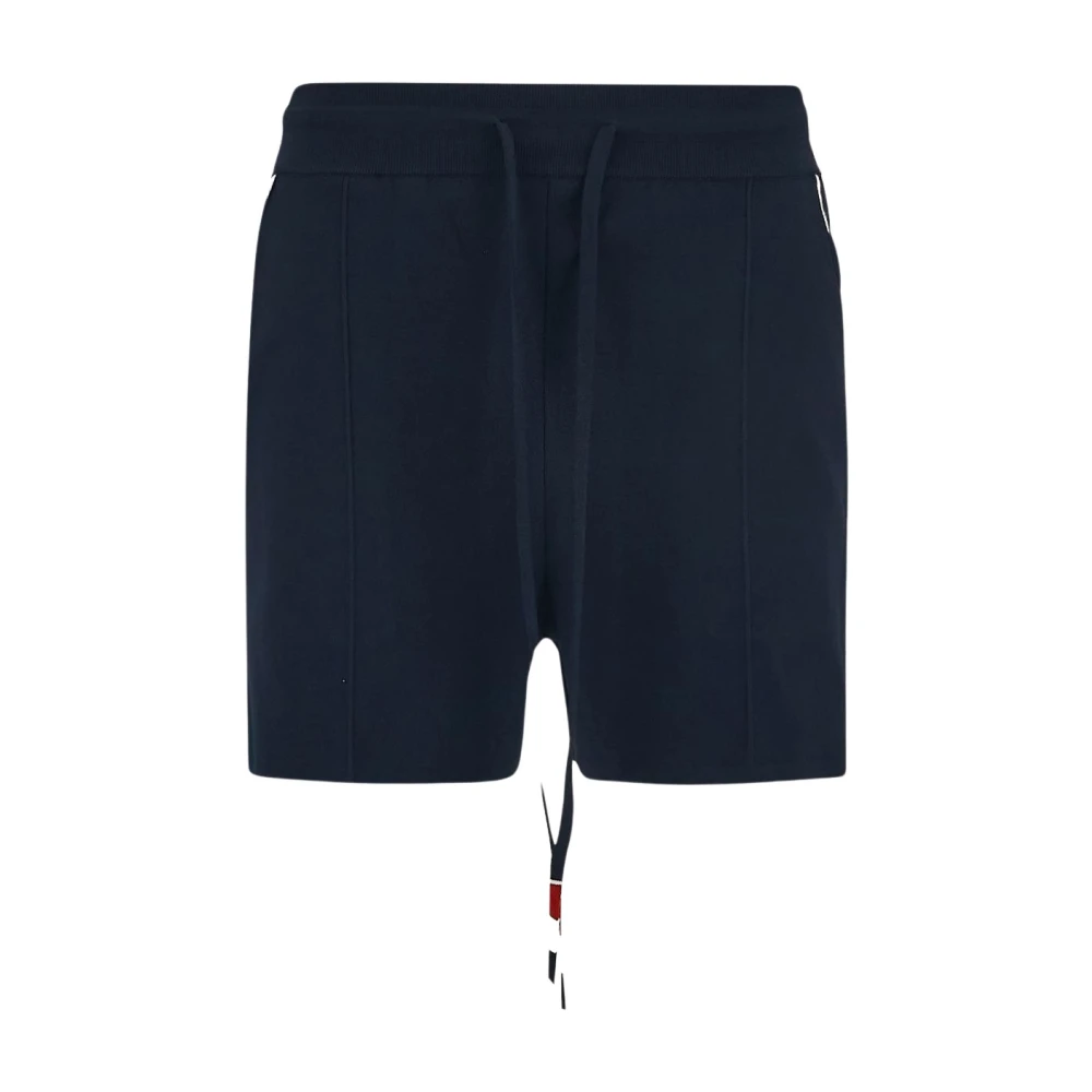 Thom Browne Marineblauwe Pintuck Shorts met Logo Strepen Blue Dames