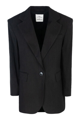 black-linen-blazer-with-golden-rose-pin