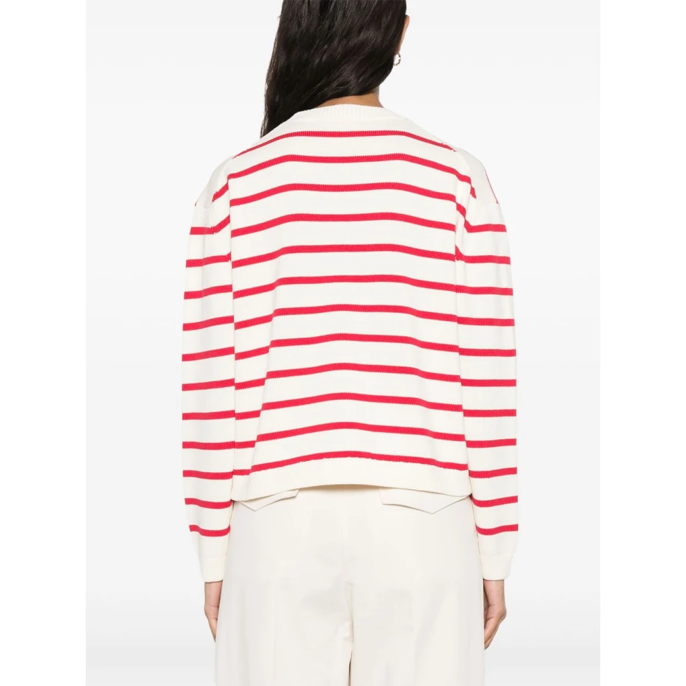 Semicouture Kristalversierde Crew Neck Sweater Red Dames