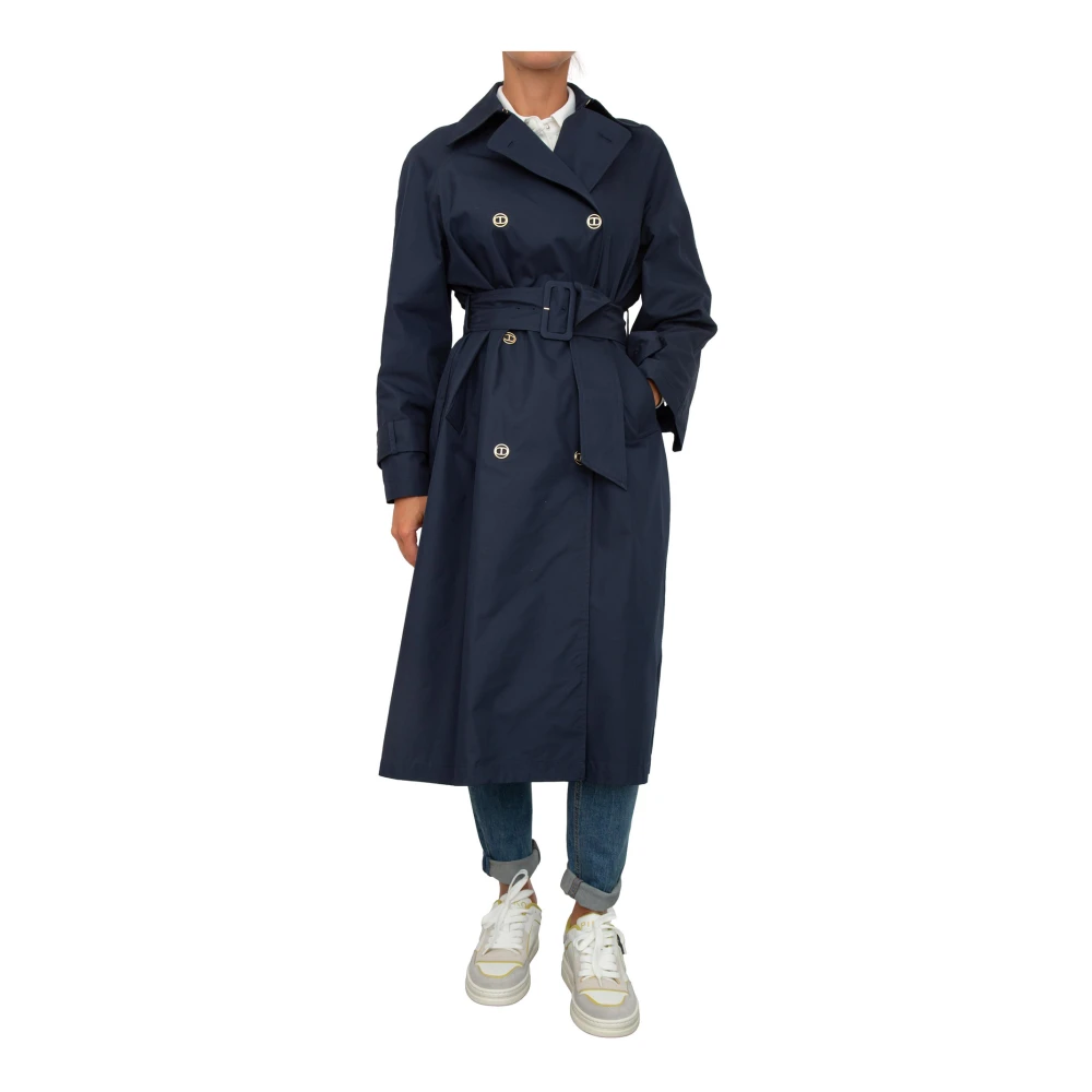 Twinset Women's Blue Trench Coats, L, Trench Coat