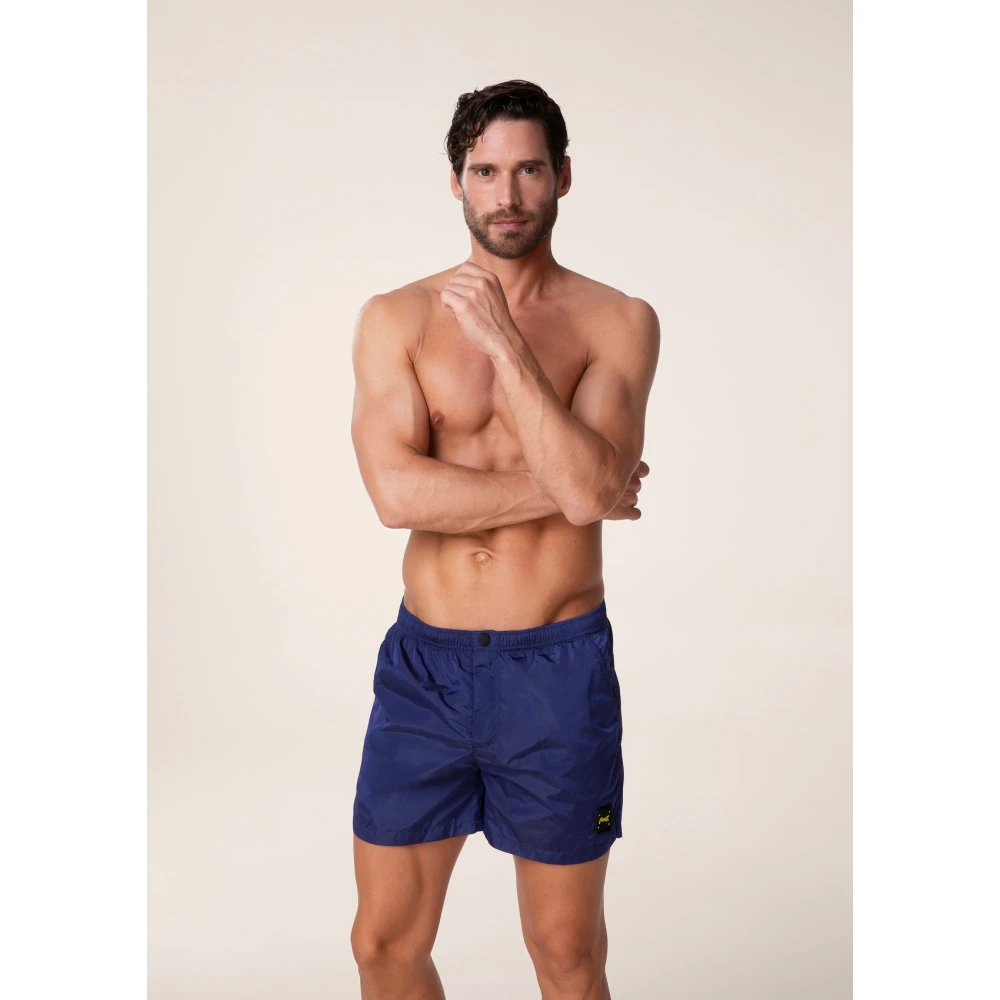 F**k Kort Effect Shantung Glanzend Blue Heren