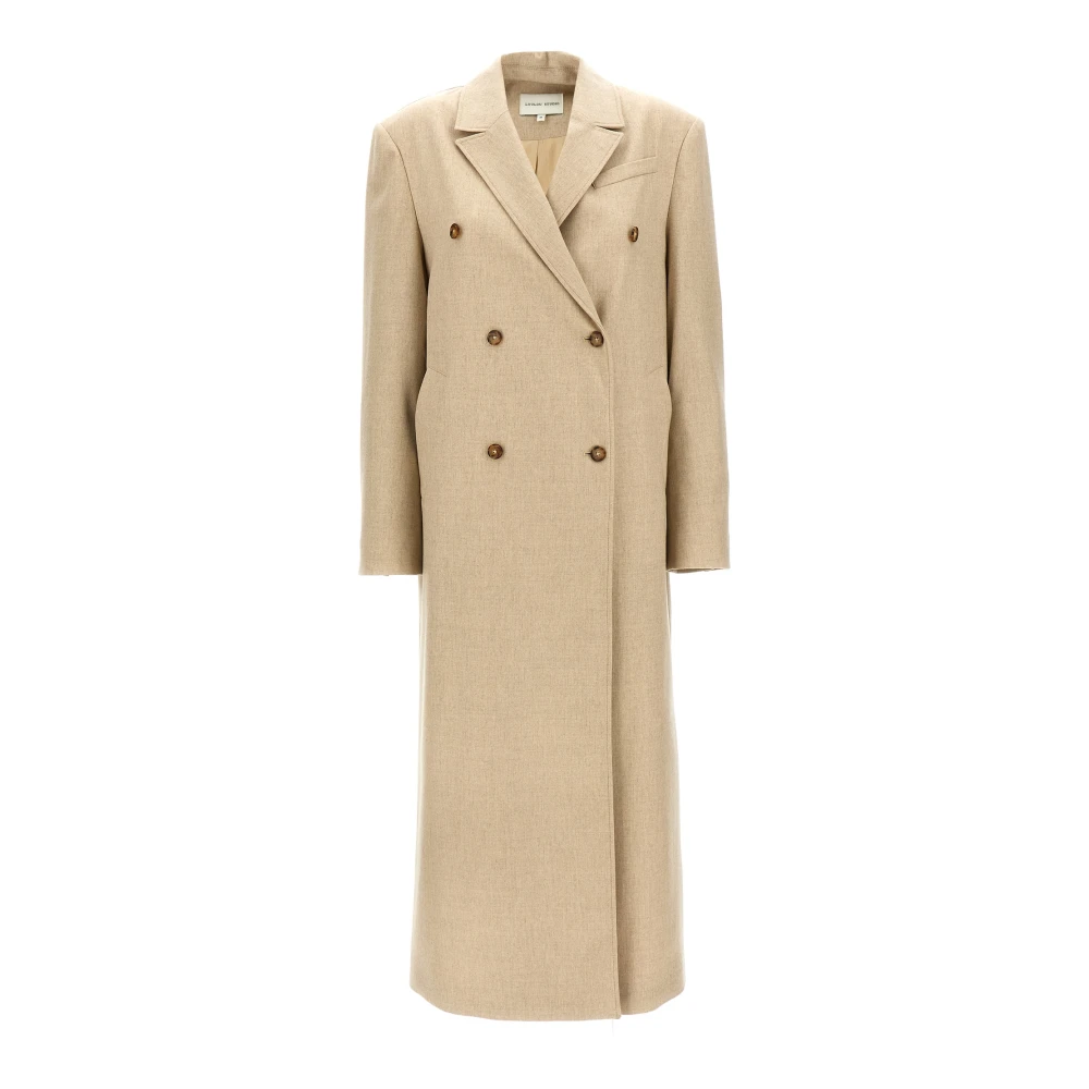 Loulou Studio Women's Beige Double-Breasted Coats, S, Zeno Coat