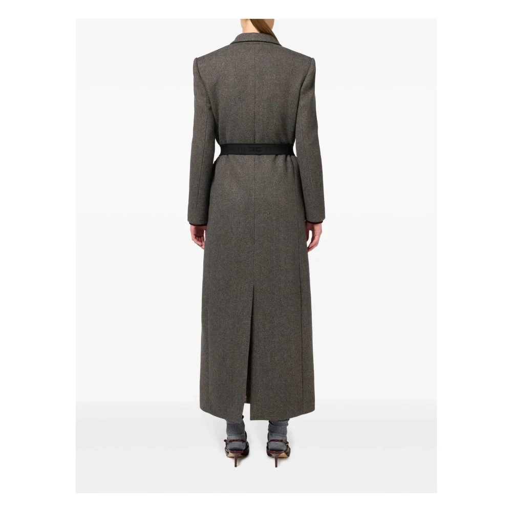 Elisabetta Franchi Wolmix gekruiste jas met riem Black Dames