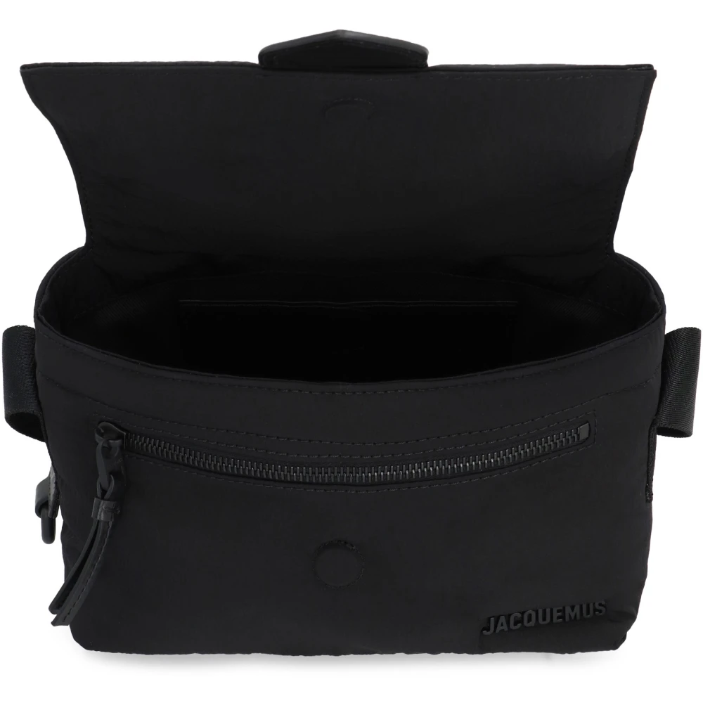 Jacquemus Nylon Messenger Tas met Leren Details Black Heren