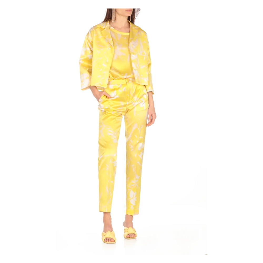 Fabiana Filippi Gele zijden blazer met contrastpatroon Yellow Dames