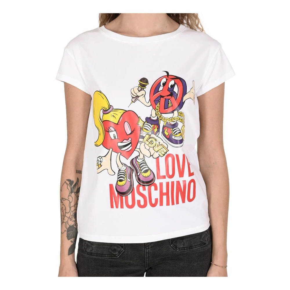 Love Moschino Witte Katoen Spandex T-Shirt White Dames