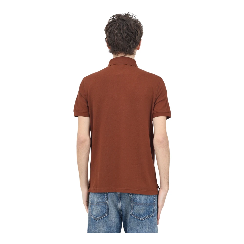 Tommy Hilfiger Bruine Polo Shirt Klassiek Ontwerp Brown Heren