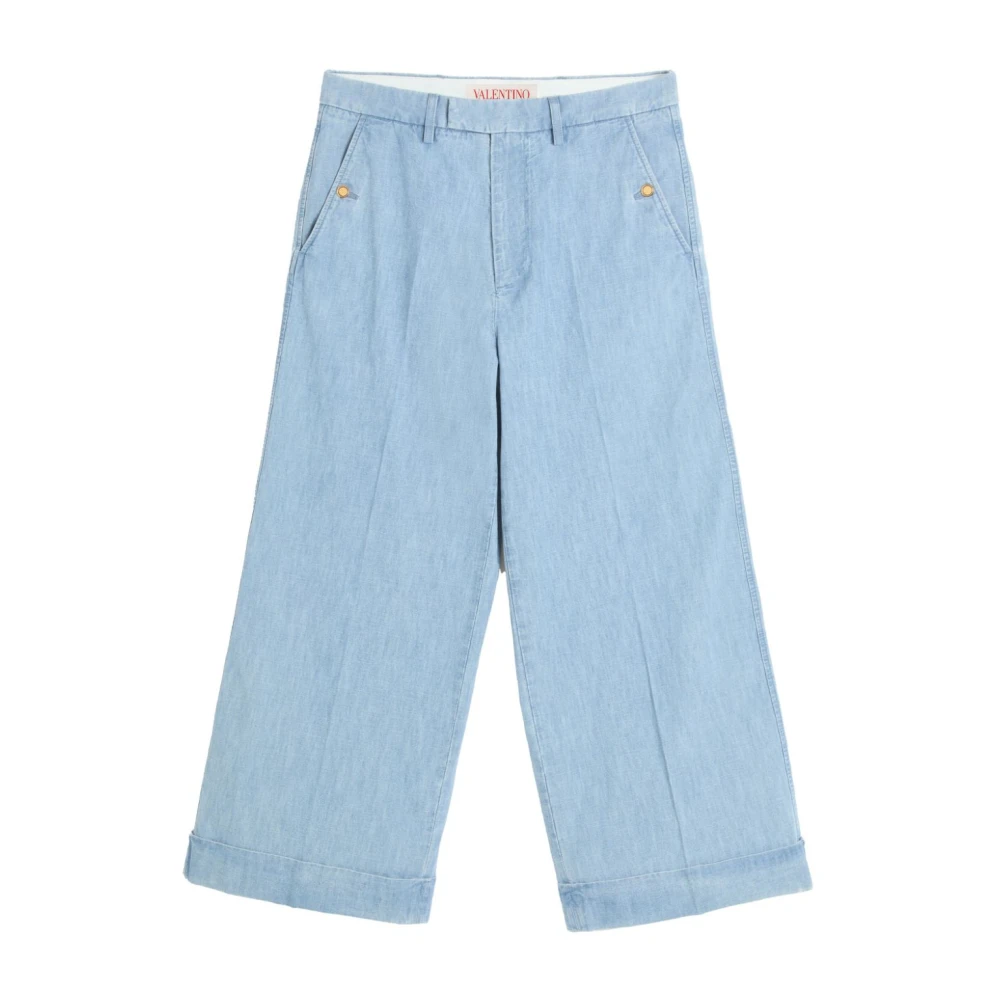 Valentino Garavani Blue Clear Jeans With Cuffs - Male - Wide Jeans - L - Jeans