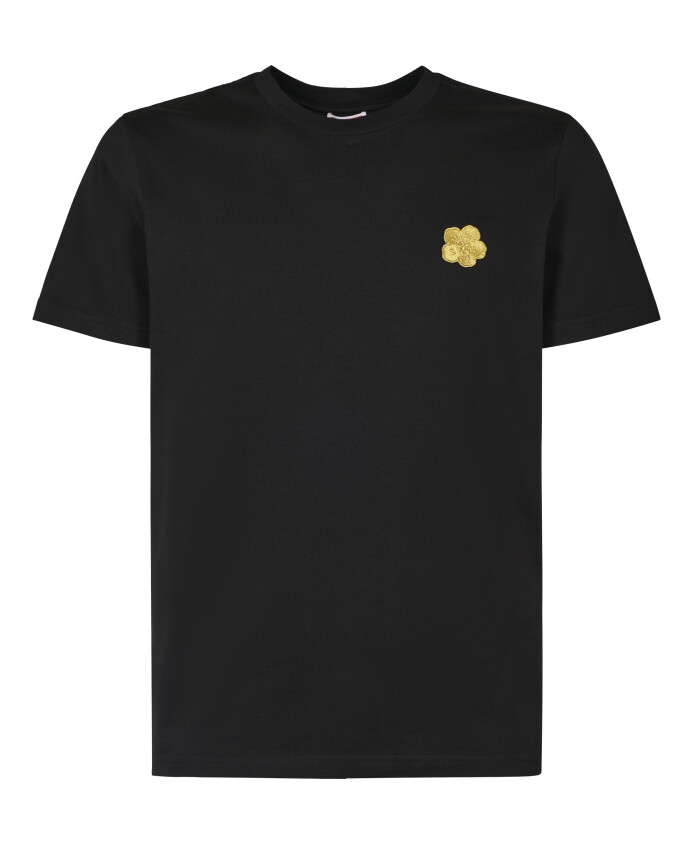 flower-embroidered-slim-t-shirt-black