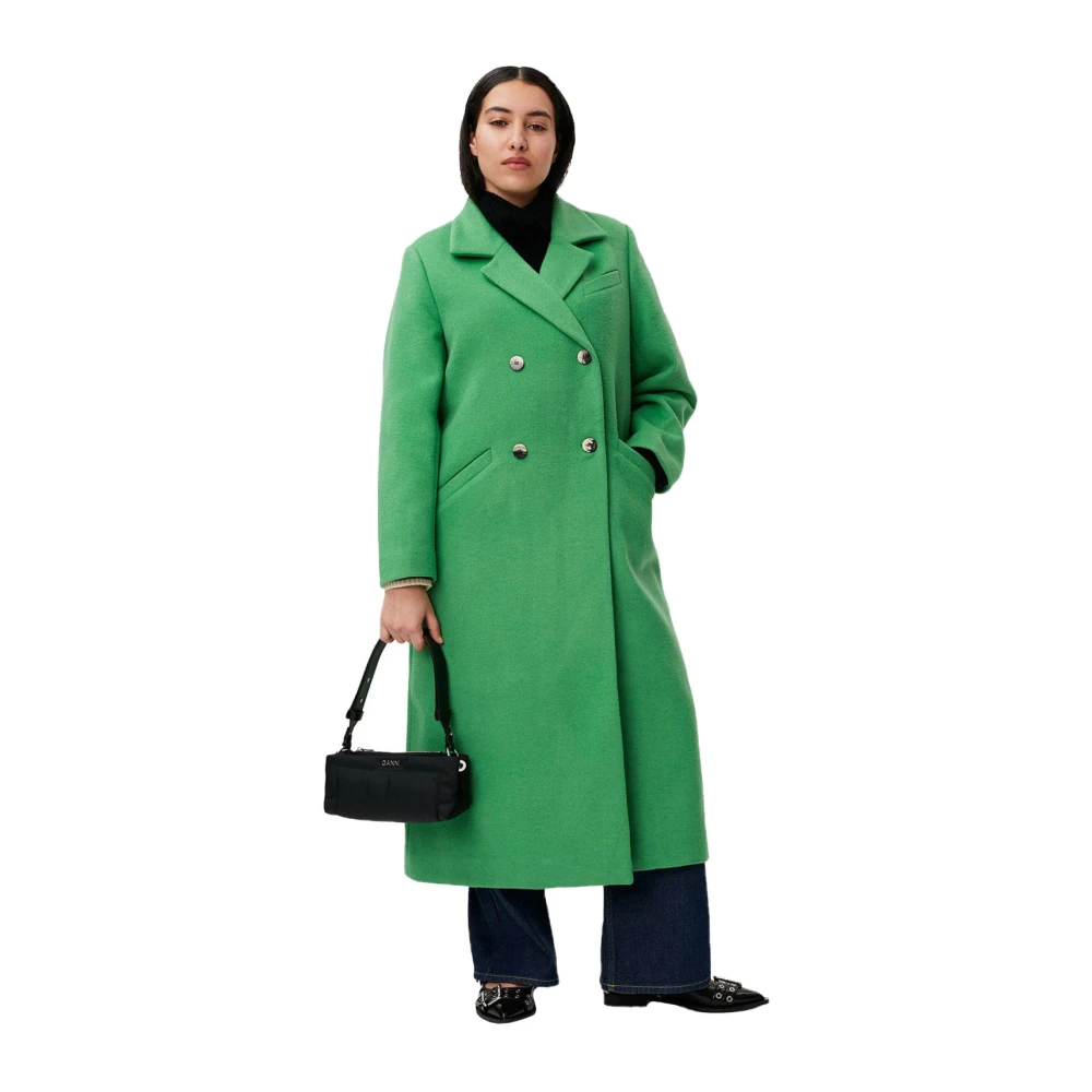 Ganni Stijlvolle wollen jas Green Dames