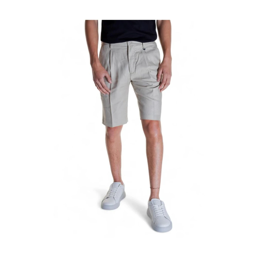 Antony Morato Beige Linnen Geplooide Shorts Gray Heren